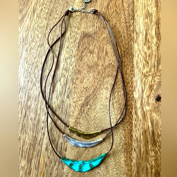 Silpada Vintage Sterling & Patina Brass Cayman Three Strand Necklace - Picture 6 of 8